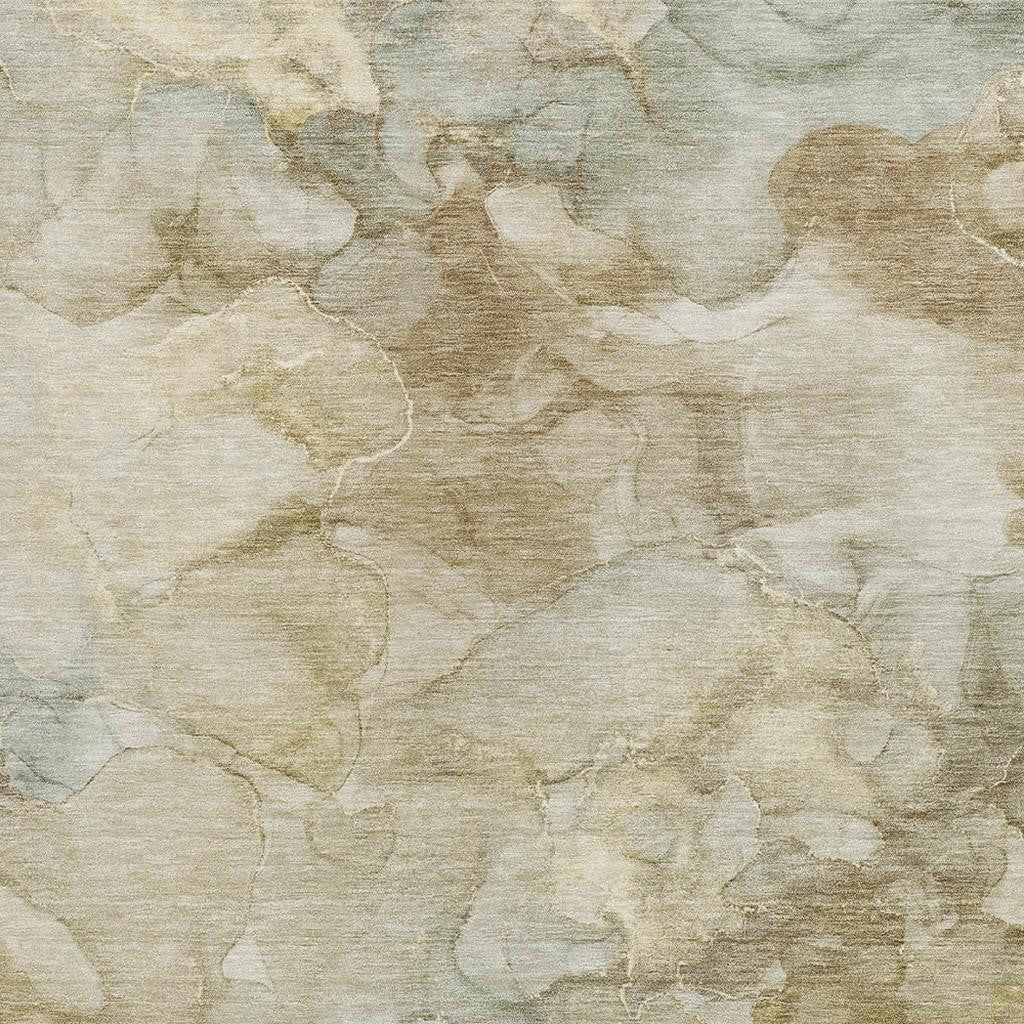 3' X 5' Beige And Ivory Abstract Washable Indoor Outdoor Area Rug