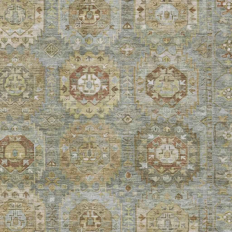 8' X 10' Sage Brown And Taupe Medallion Washable Indoor Outdoor Area Rug
