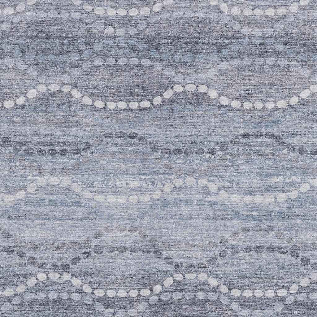 9' X 12' Blue And Ivory Ogee Washable Indoor Outdoor Area Rug