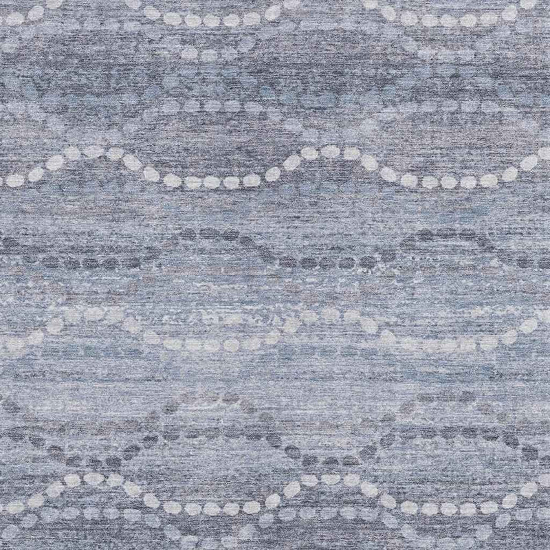 9' X 12' Blue And Ivory Ogee Washable Indoor Outdoor Area Rug