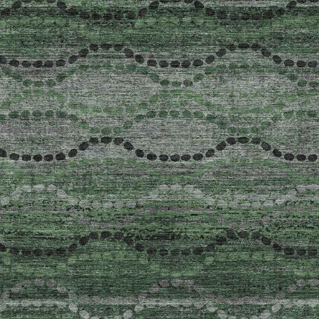 8' X 10' Olive Green And Gray Ogee Washable Indoor Outdoor Area Rug