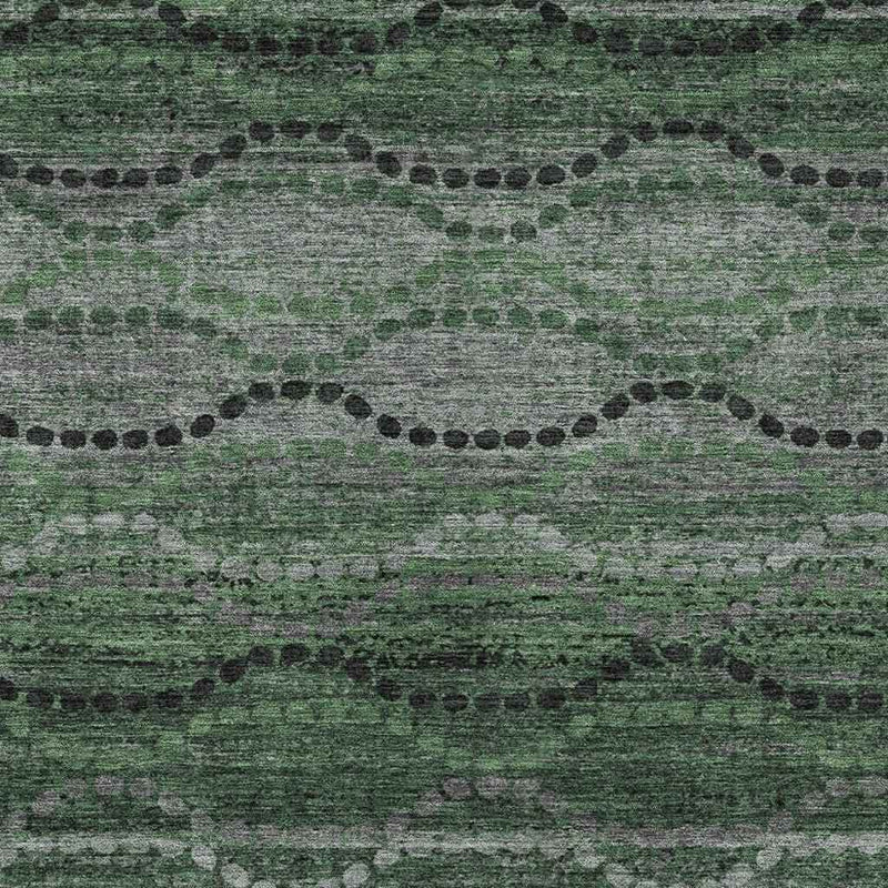 8' X 10' Olive Green And Gray Ogee Washable Indoor Outdoor Area Rug