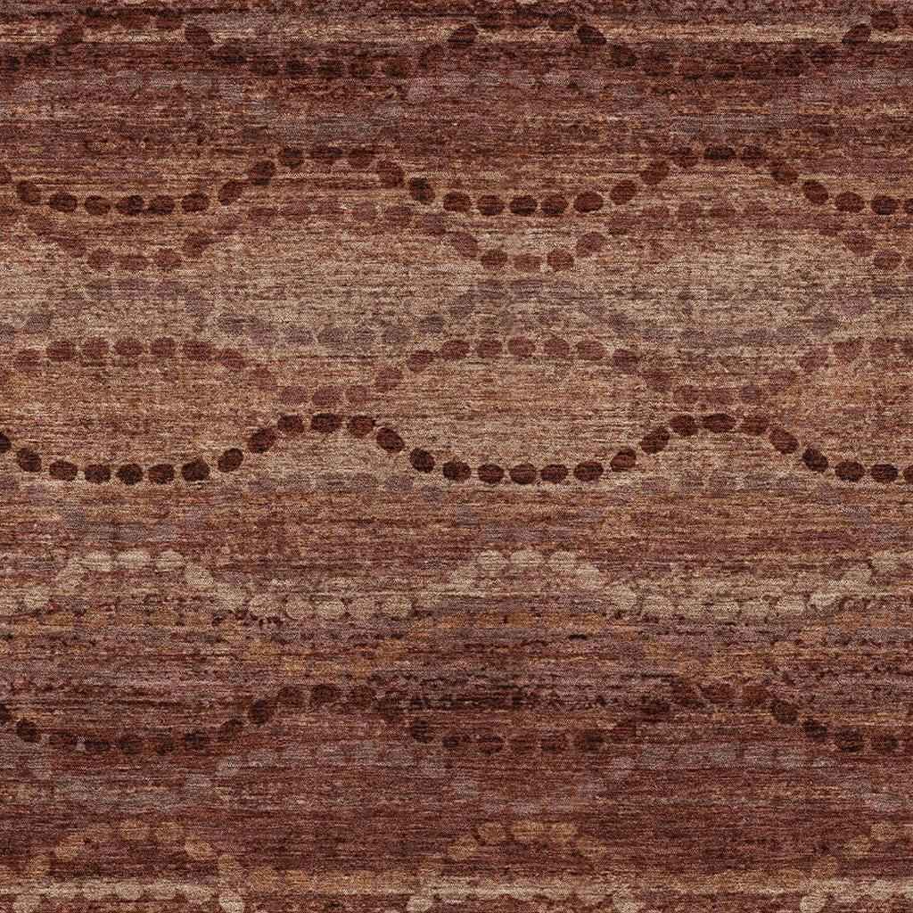 9' X 12' Rust And Copper Ogee Washable Indoor Outdoor Area Rug