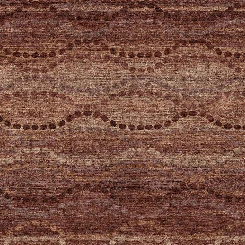9' X 12' Rust And Copper Ogee Washable Indoor Outdoor Area Rug