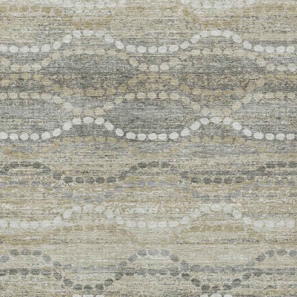 10' X 14' Pewter And Ivory Ogee Washable Indoor Outdoor Area Rug