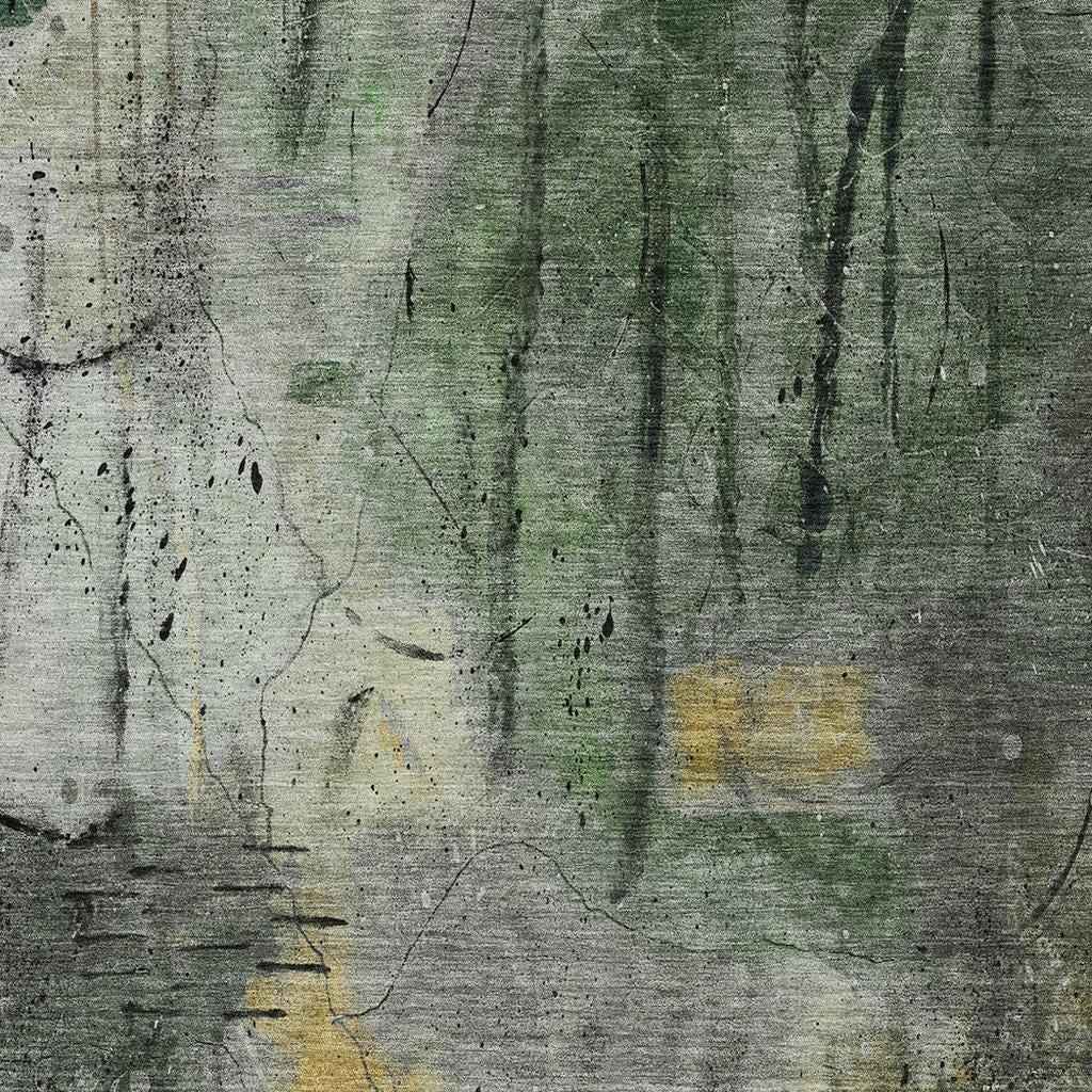 8' X 10' Pewter And Gold Abstract Washable Indoor Outdoor Area Rug