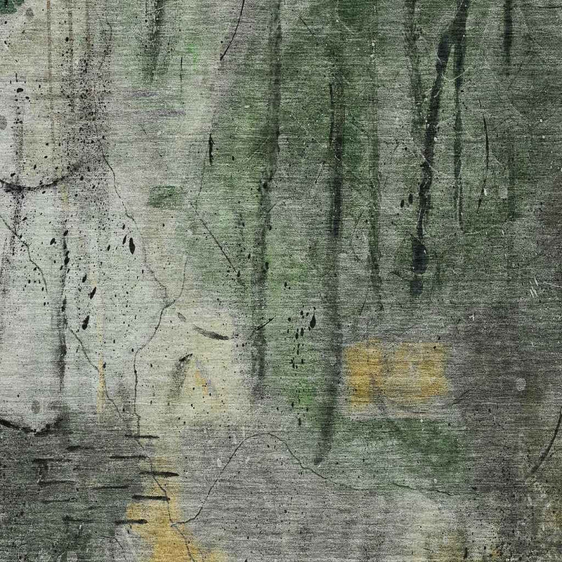 8' X 10' Pewter And Gold Abstract Washable Indoor Outdoor Area Rug