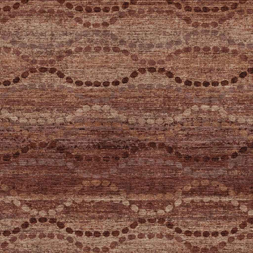 3' X 5' Rust And Copper Ogee Washable Indoor Outdoor Area Rug