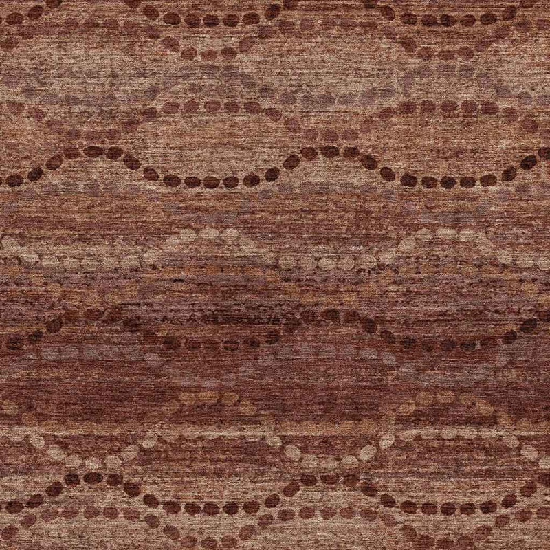 3' X 5' Rust And Copper Ogee Washable Indoor Outdoor Area Rug