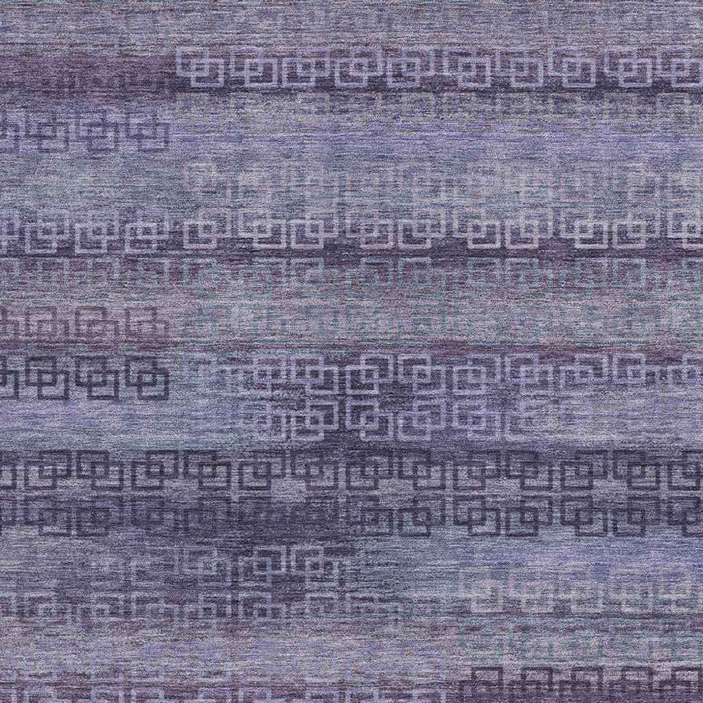 10' X 14' Plum And Lavender Striped Washable Indoor Outdoor Area Rug