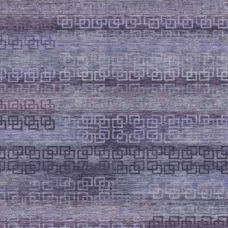 10' X 14' Plum And Lavender Striped Washable Indoor Outdoor Area Rug