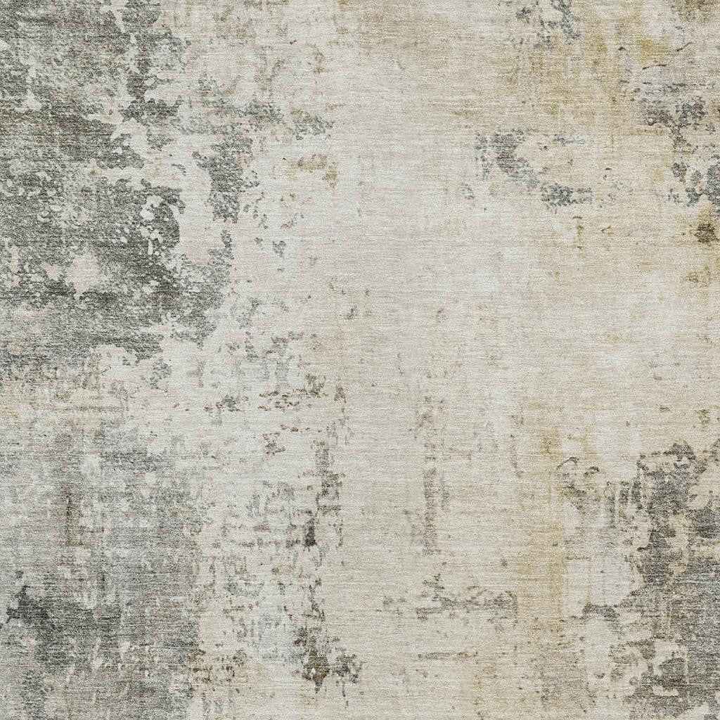 8' X 10' Pewter And Ivory Abstract Washable Indoor Outdoor Area Rug