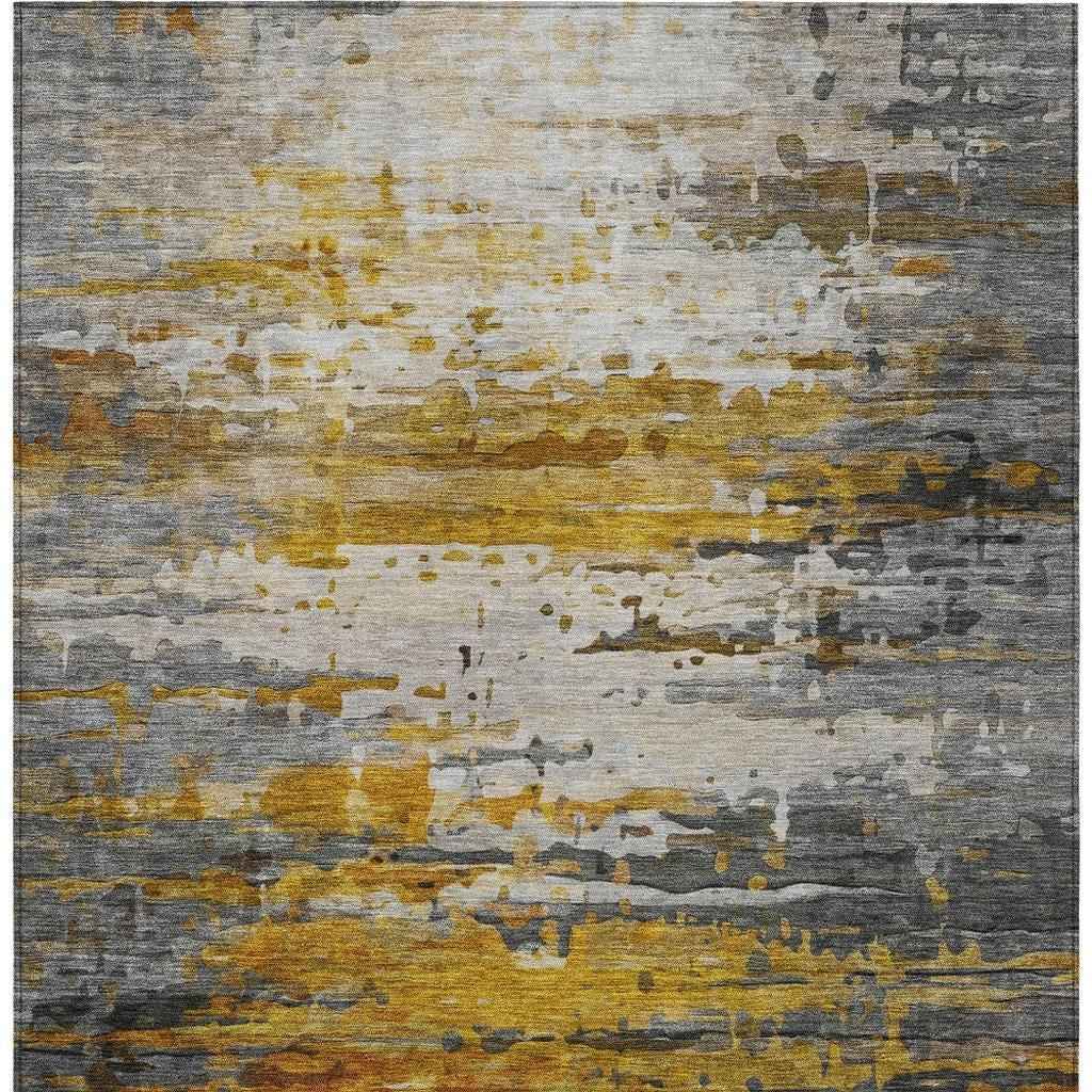 10' X 14' Copper And Gray Abstract Washable Indoor Outdoor Area Rug