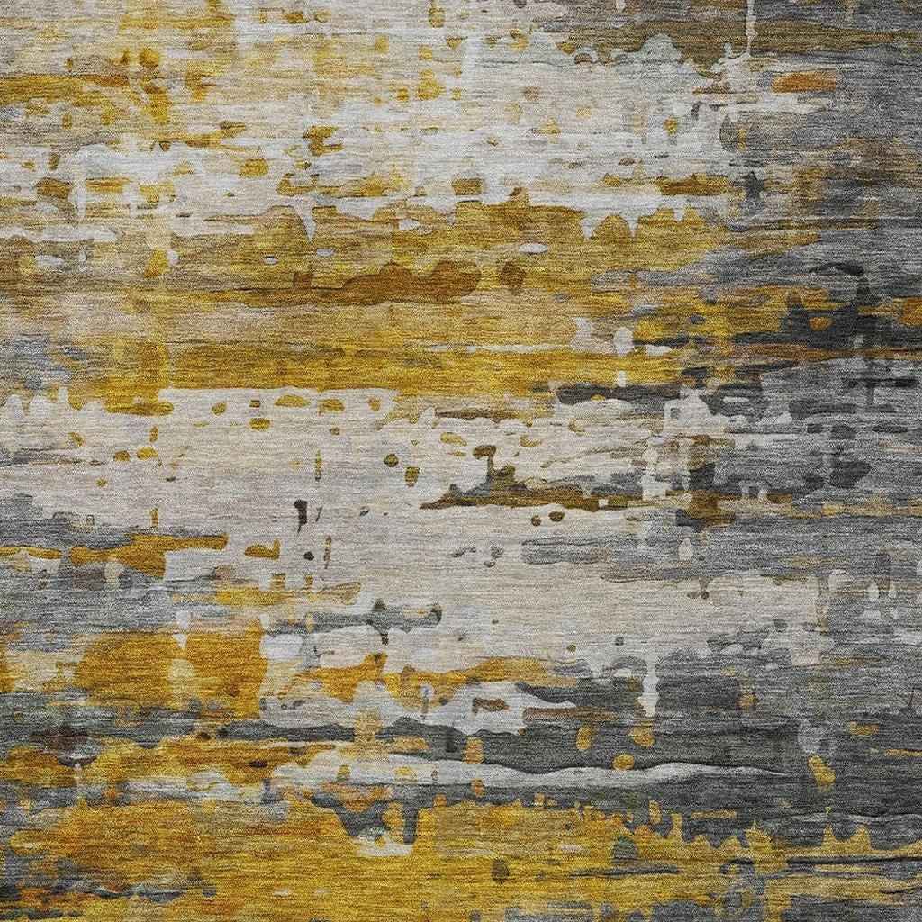 10' X 14' Copper And Gray Abstract Washable Indoor Outdoor Area Rug