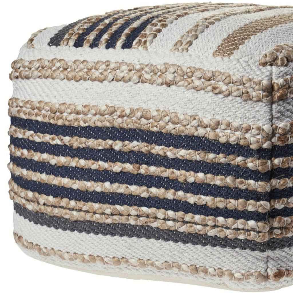18" Tan Geometric Pouf Ottoman