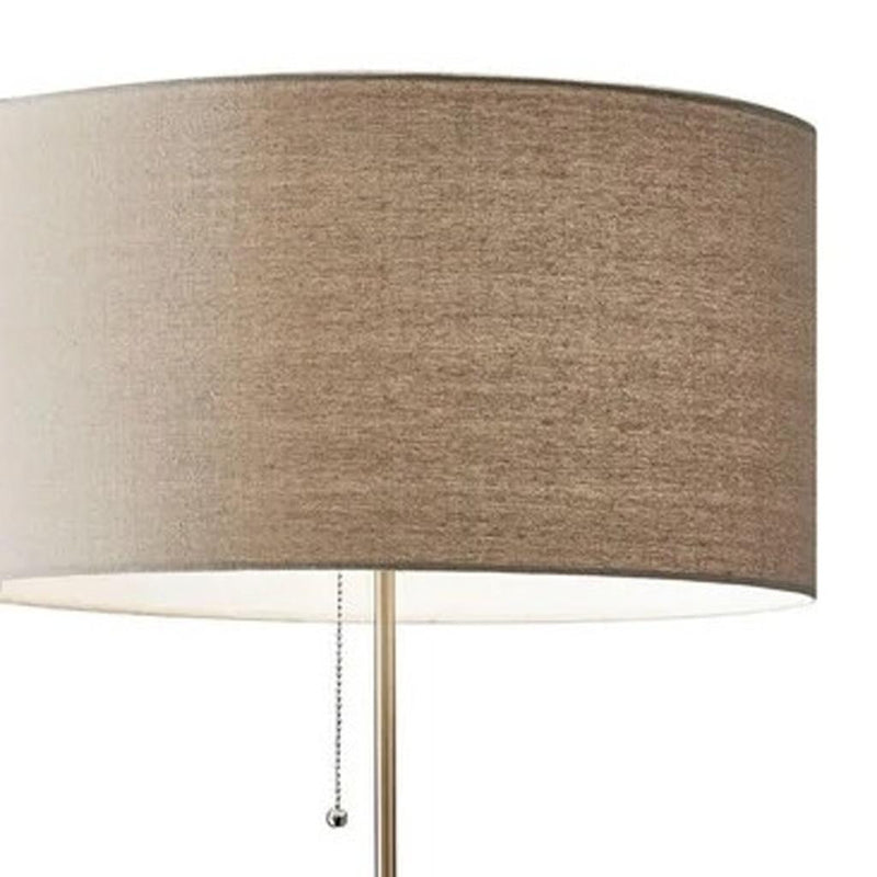 66" Brown Floor Lamp With Brown Fabric Drum Shade - Lighting