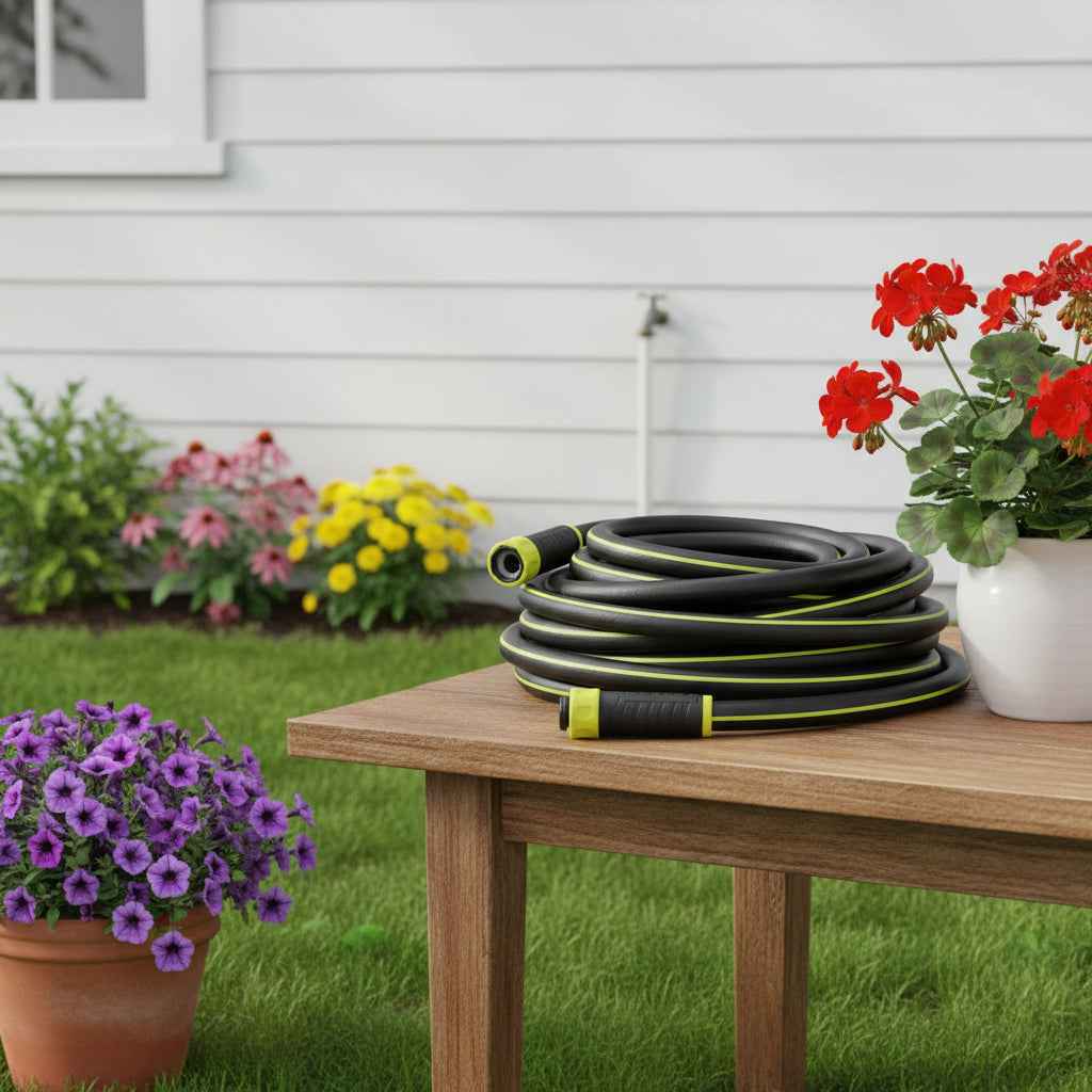 16" Black And Light Green Metal Garden Hose