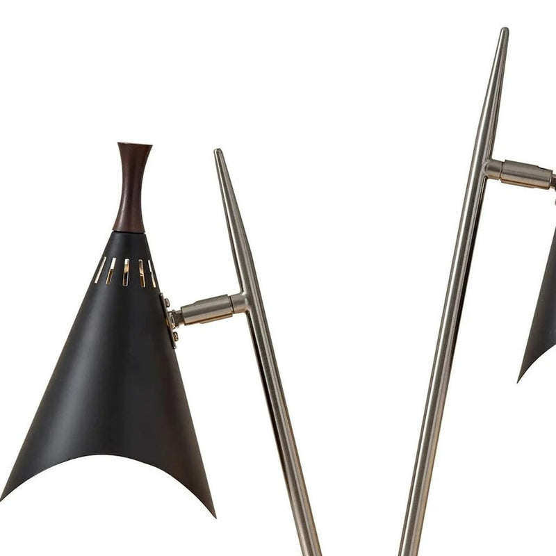 22" Black Two Light Swing Arm Desk Lamp With Cone Shade - Lighting