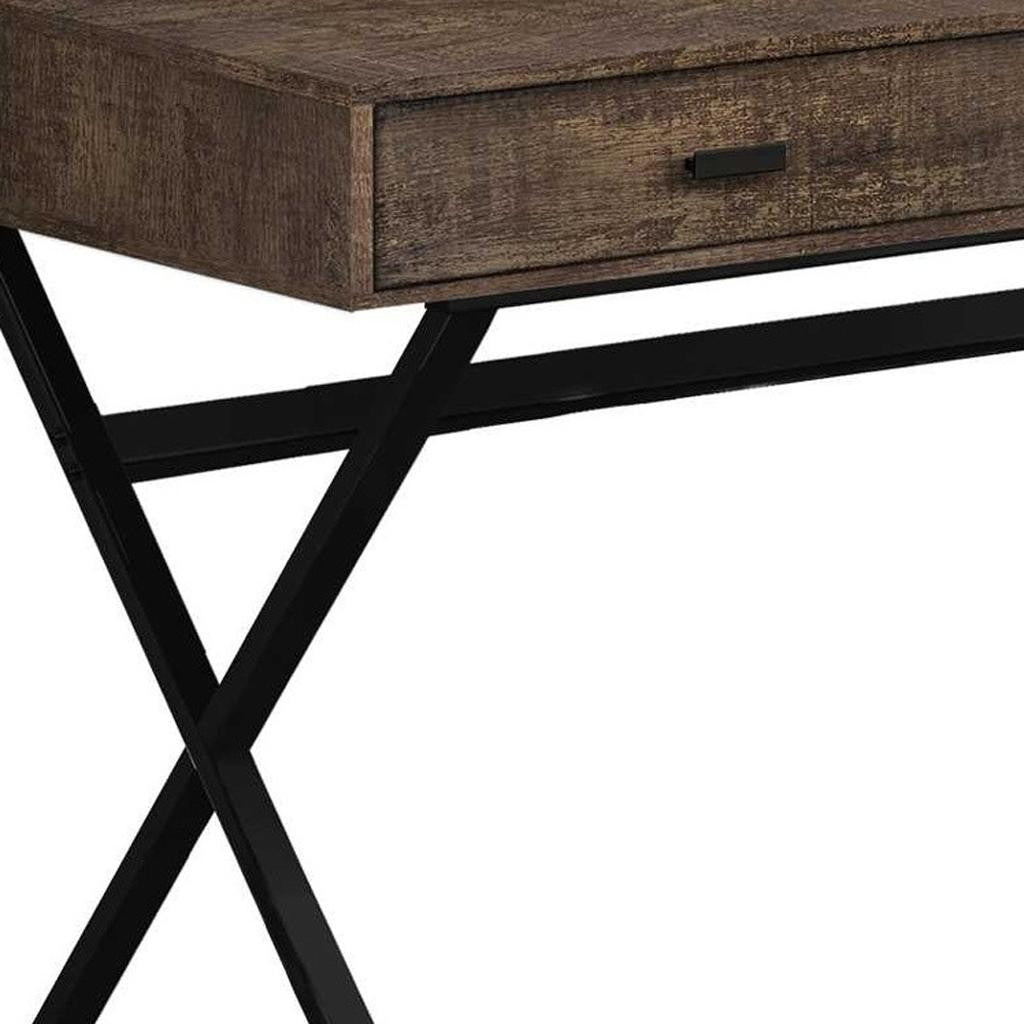 24" Brown and Black Computer Desk With Two Drawers - GreatEagleInc