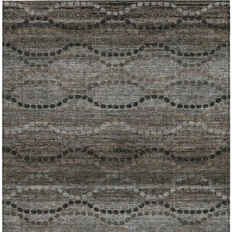 8' X 10' Chocolate And Gray Ogee Washable Indoor Outdoor Area Rug