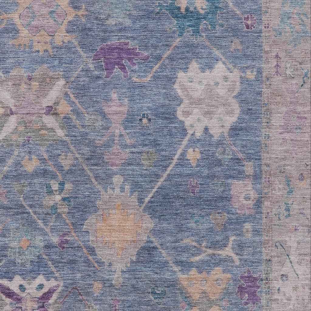 10' X 14' Blue And Purple Tribal Washable Indoor Outdoor Area Rug