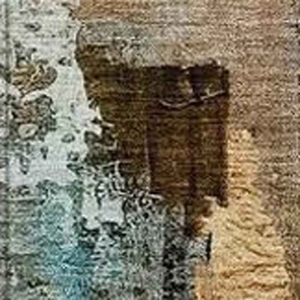 8' X 10' Beige And Teal Blue Abstract Washable Indoor Outdoor Area Rug