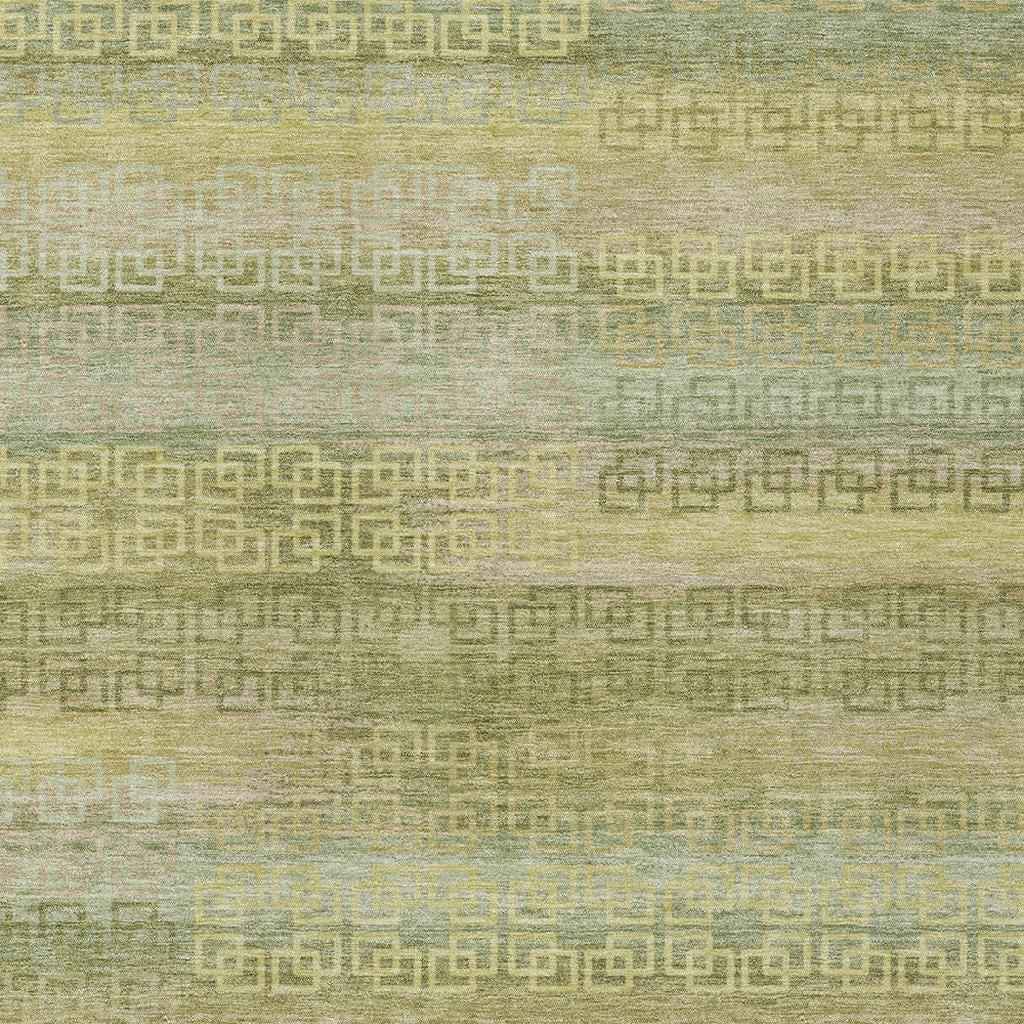 3' X 5' Sage And Gold Striped Washable Indoor Outdoor Area Rug