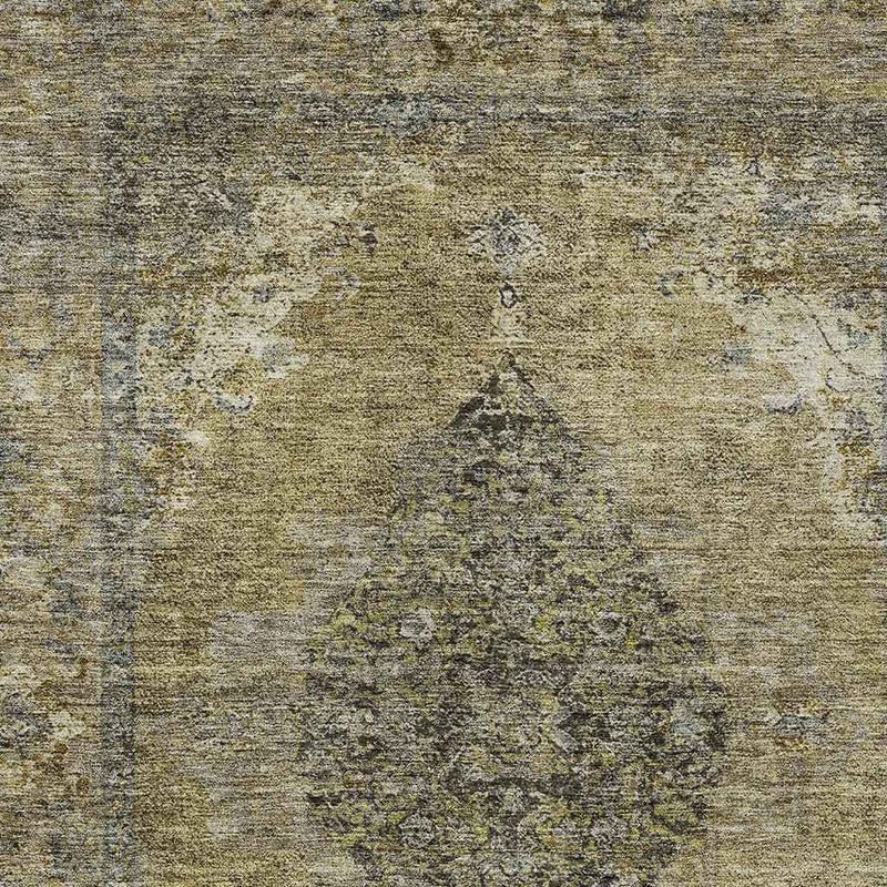 3' X 5' Khaki And Beige Medallion Washable Indoor Outdoor Area Rug