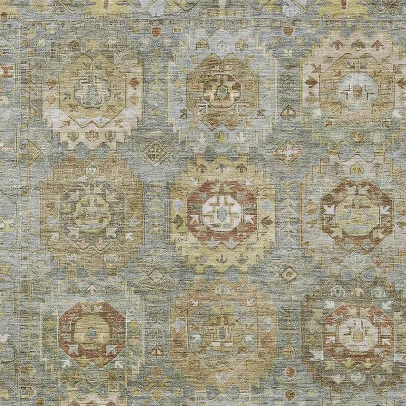 10' X 14' Sage Brown And Taupe Medallion Washable Indoor Outdoor Area Rug