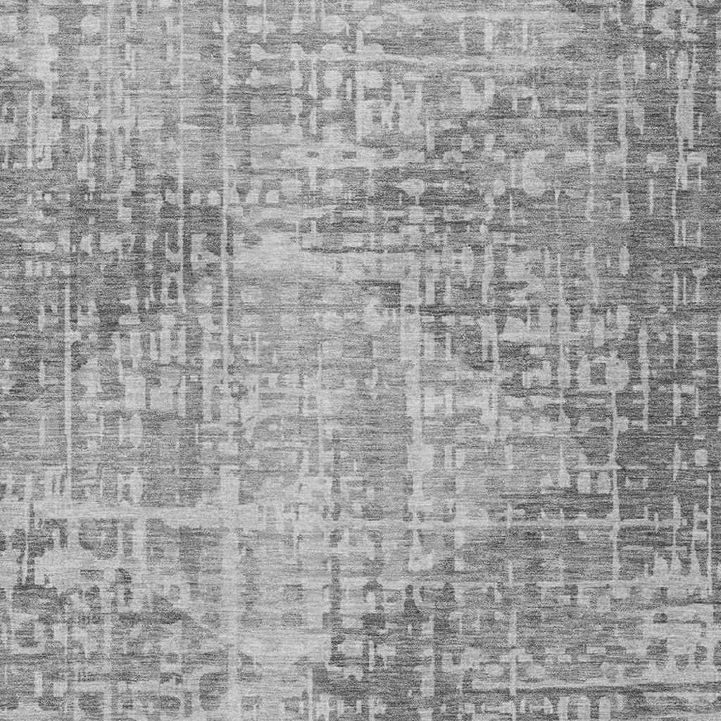 8' X 10' Gray And Silver Geometric Washable Indoor Outdoor Area Rug