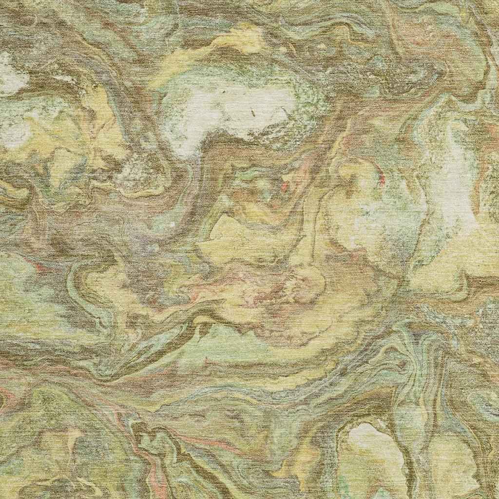 8' X 10' Gold And Taupe Abstract Washable Indoor Outdoor Area Rug