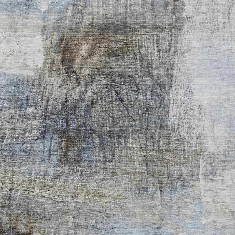 8' X 10' Sky Blue And Gray Abstract Washable Indoor Outdoor Area Rug