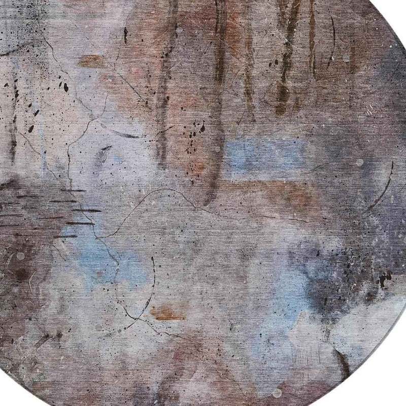 8' Taupe And Brown Round Abstract Washable Indoor Outdoor Area Rug