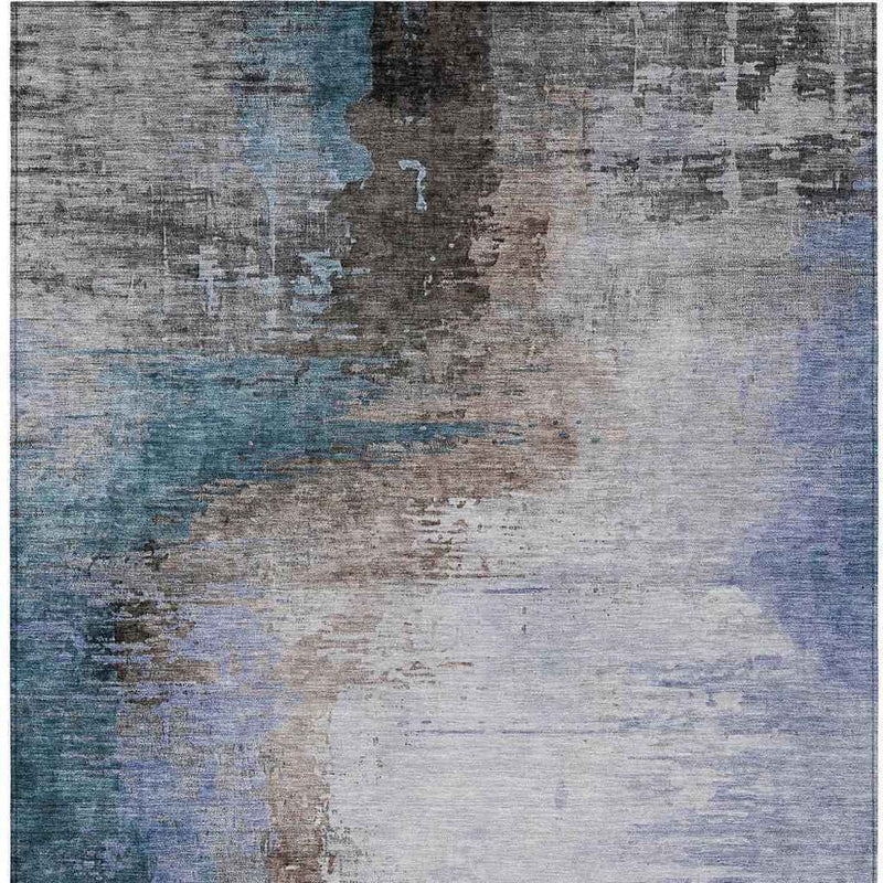 5' X 8' Brown Lavender And Taupe Abstract Washable Indoor Outdoor Area Rug