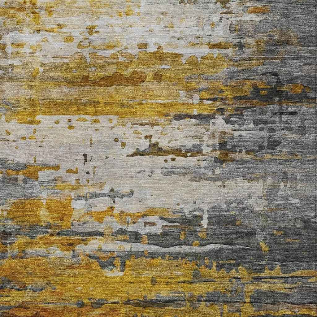 3' X 5' Copper And Gray Abstract Washable Indoor Outdoor Area Rug