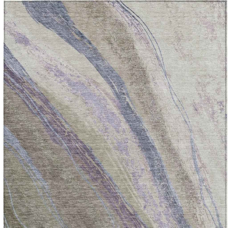 5' X 8' Brown Taupe And Purple Abstract Washable Indoor Outdoor Area Rug