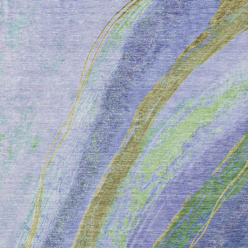 3' X 5' Purple Green And Gold Abstract Washable Indoor Outdoor Area Rug