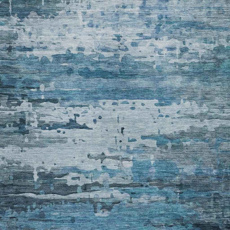 10' X 14' Blue And Ivory Abstract Washable Indoor Outdoor Area Rug