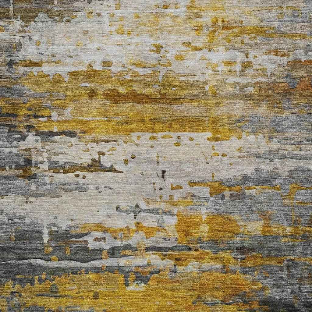 5' X 8' Copper And Gray Abstract Washable Indoor Outdoor Area Rug