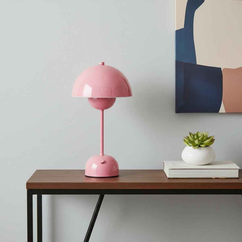 12" Light Pink Metal Table Lamp