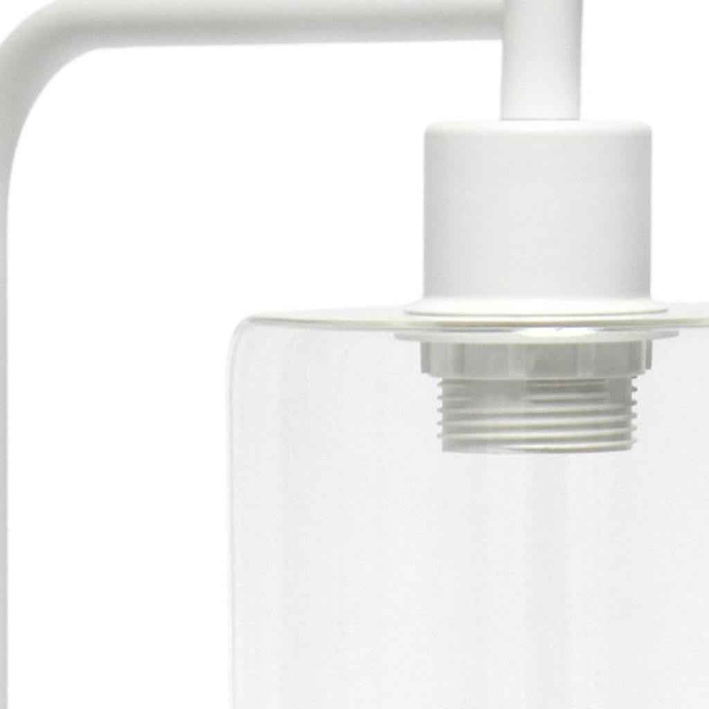 19" White Iron Lantern USB Table Lamp LED With Clear Cylinder Shade