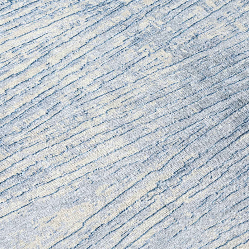 3' X 5' Sky Blue And Ivory Striped Washable Indoor Outdoor Area Rug