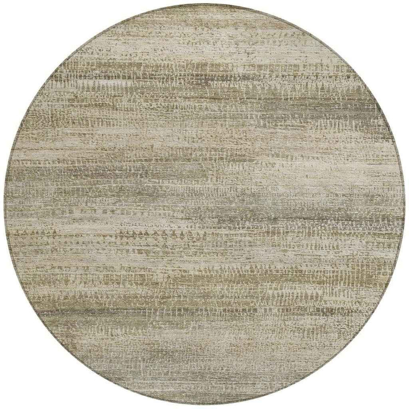 8' Taupe And Beige Round Abstract Washable Indoor Outdoor Area Rug
