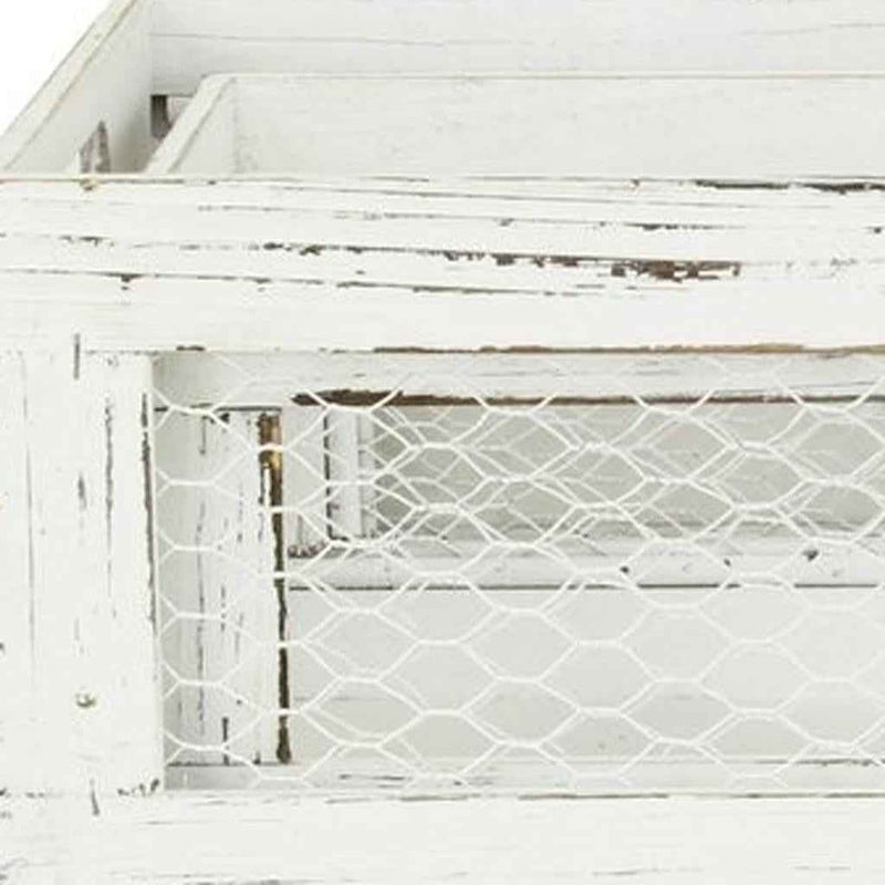 Set of Two White Solid Wood Crate