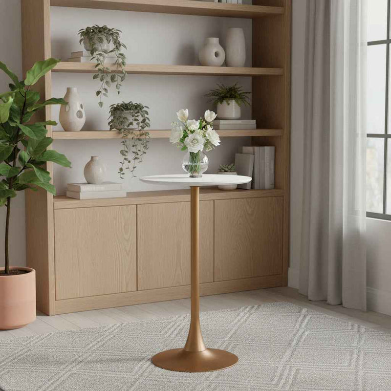 24" White Wood Rounded Bar Table