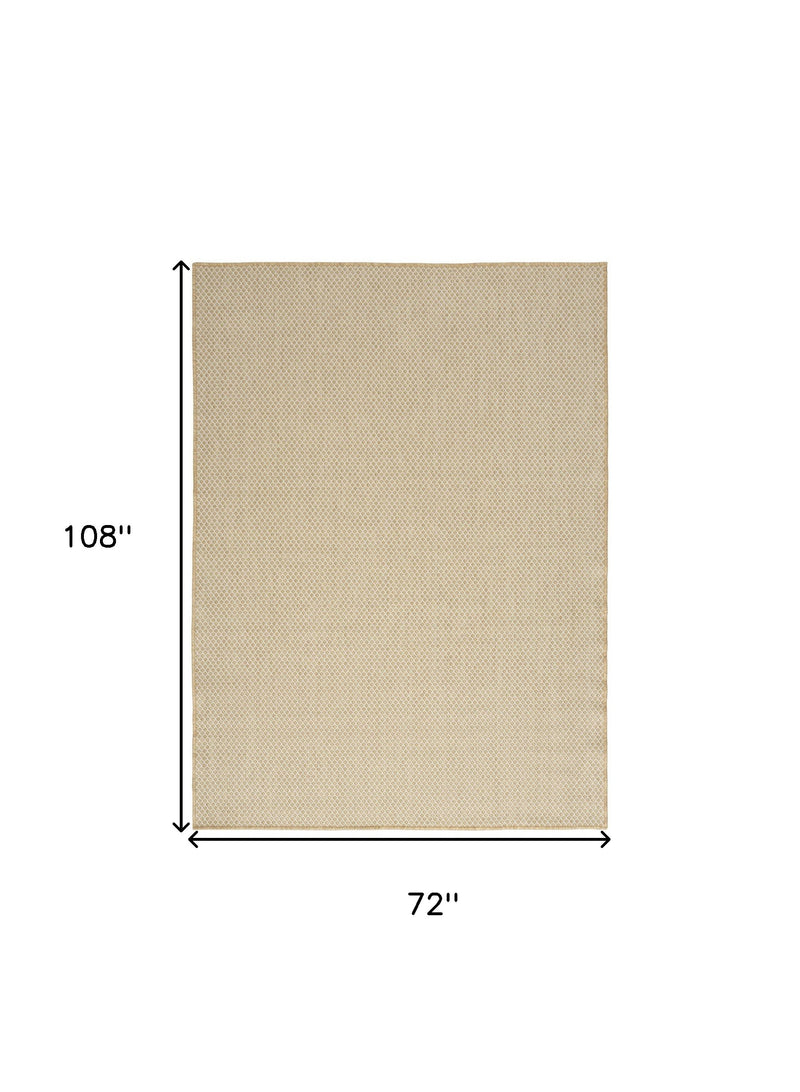 6' X 9' Natural And Ivory Geometric Indoor Outdoor Area Rug