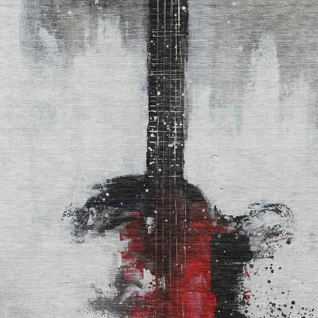 8' X 10' Gray Charcoal And Red Abstract Washable Indoor Outdoor Area Rug