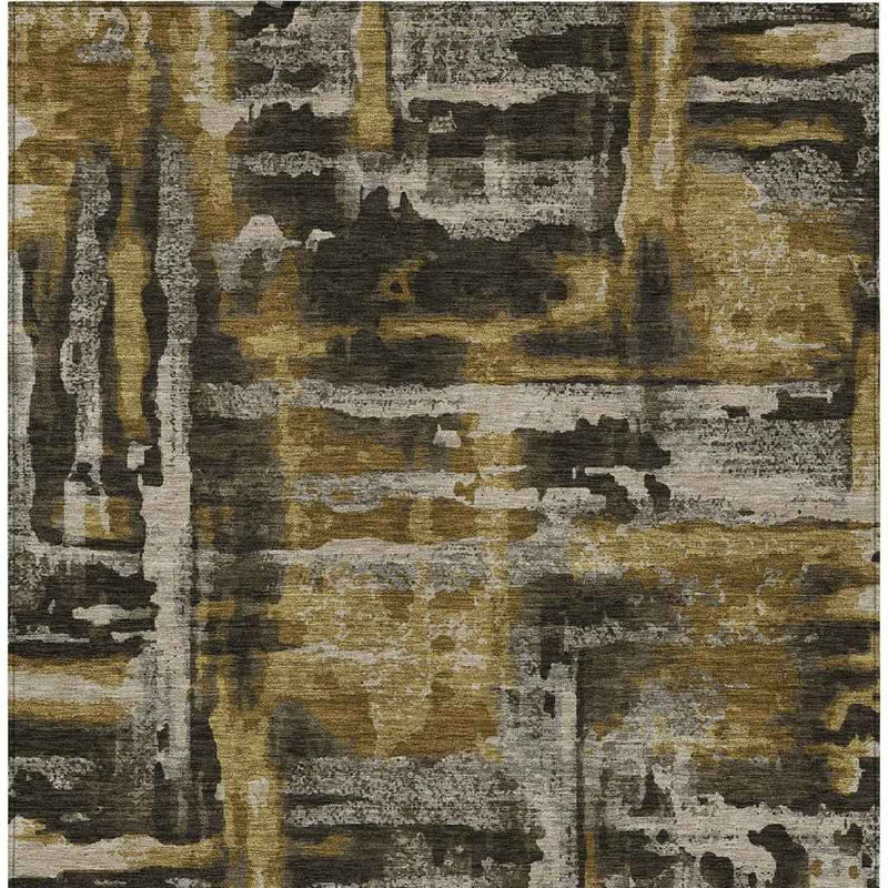10' X 14' Coffee And Taupe Abstract Washable Indoor Outdoor Area Rug