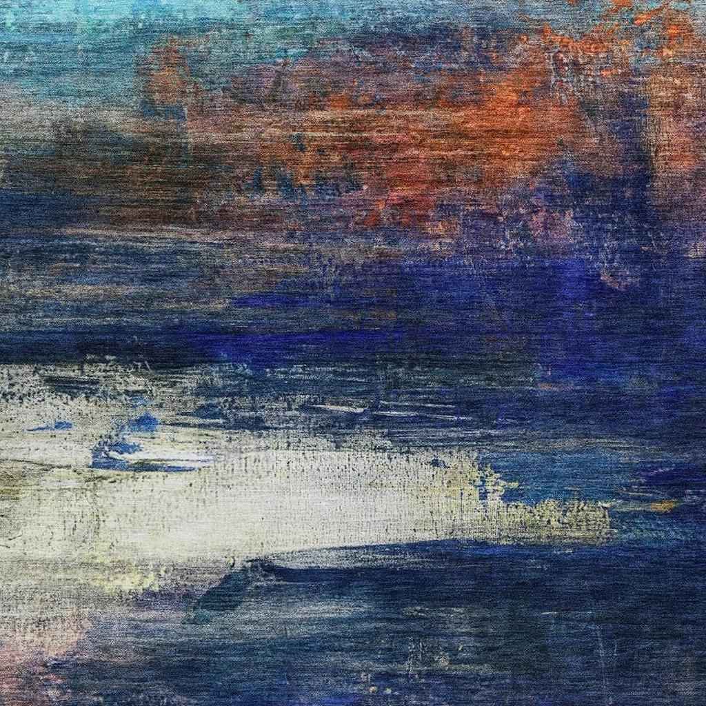 8' X 10' Blue Rust And Pink Abstract Washable Indoor Outdoor Area Rug