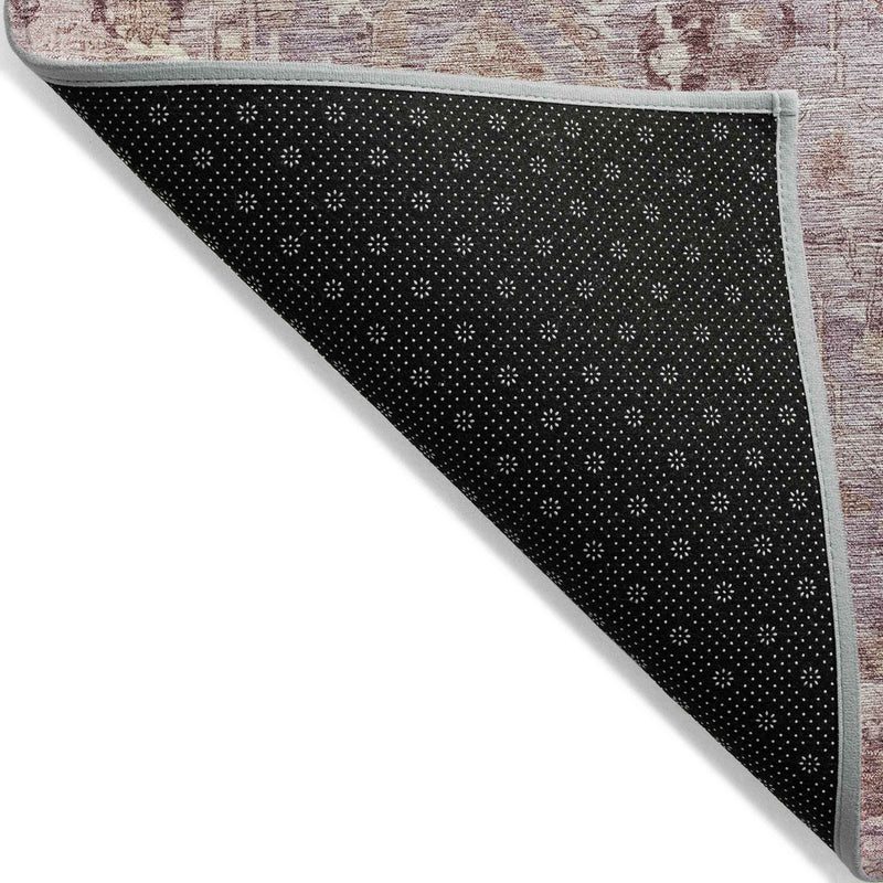 8' Blush Pink And Ivory Round Oriental Washable Indoor Outdoor Area Rug